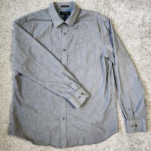 Banana Republic Shirt Mens Large Gray Chambray Button Front Pocket ECU